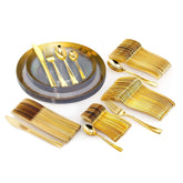 140 Piece Gold Scratched Combo Set | Serves 20 Guests - Yom Tov Settings